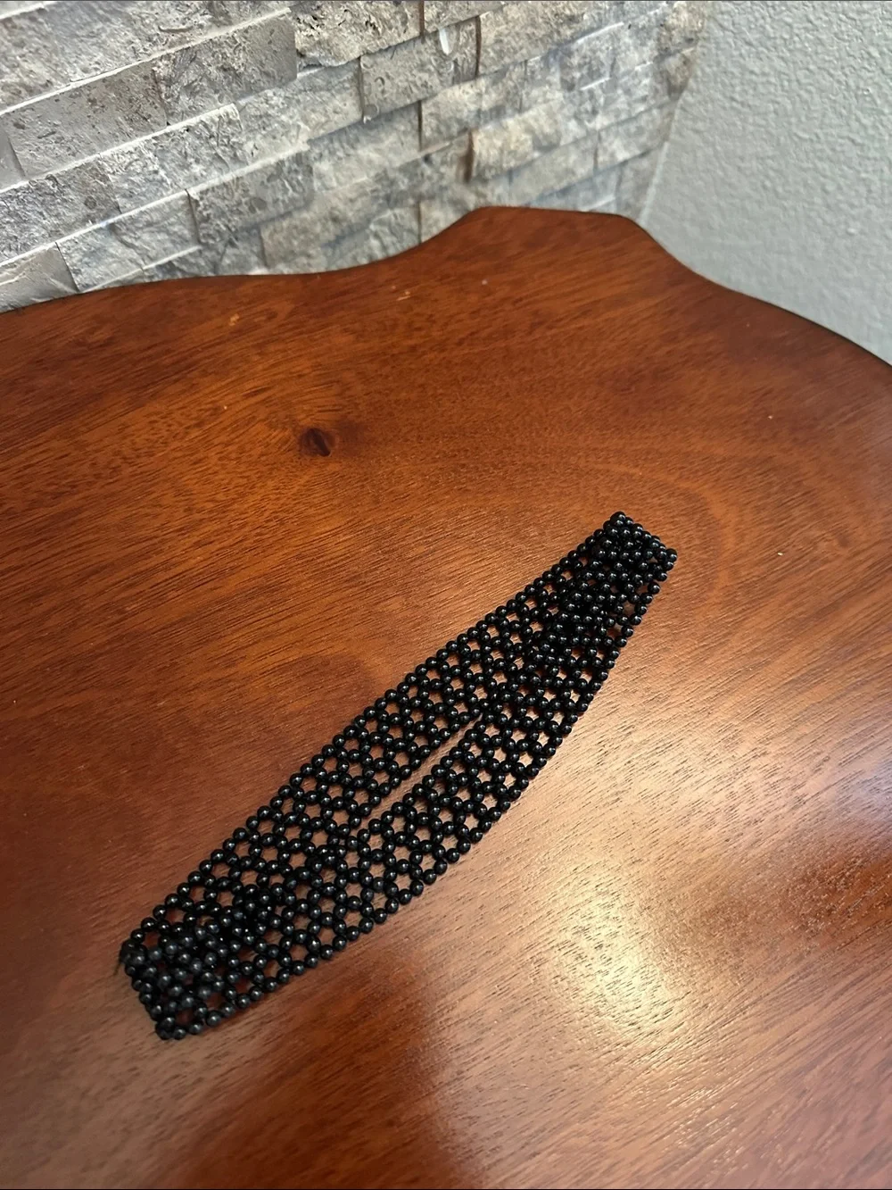 Black Beaded Stretch Hairband for Women - Classic Elastic Accessory